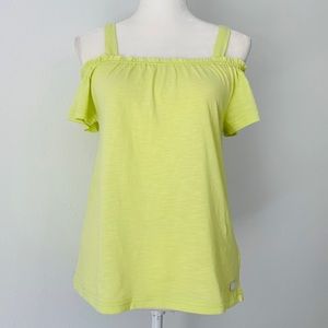 7 For All Mankind Cold Shoulder Sunny Lime Top NWT